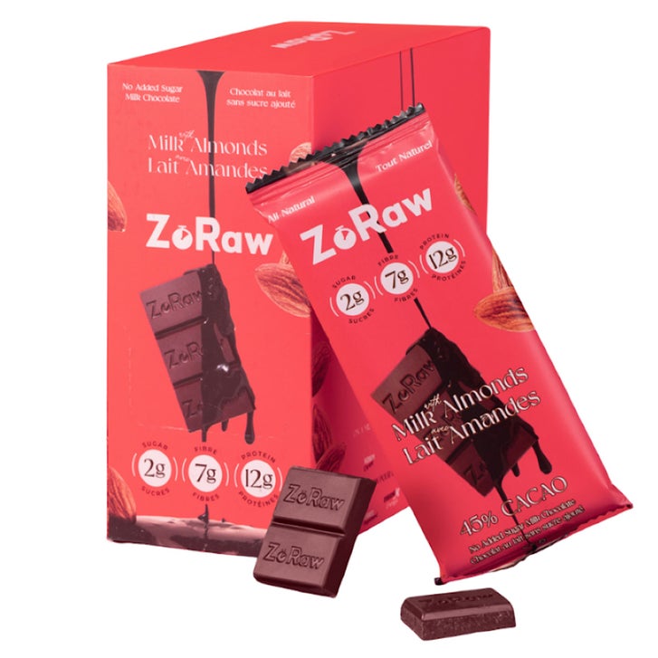 ZoRaw Milk Chocolate with Almonds, 12 × 55 g