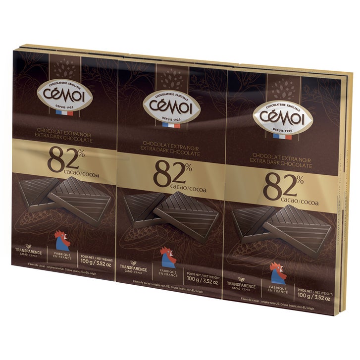 Cémoi 82% Dark Chocolate Bars, 6 × 100 g