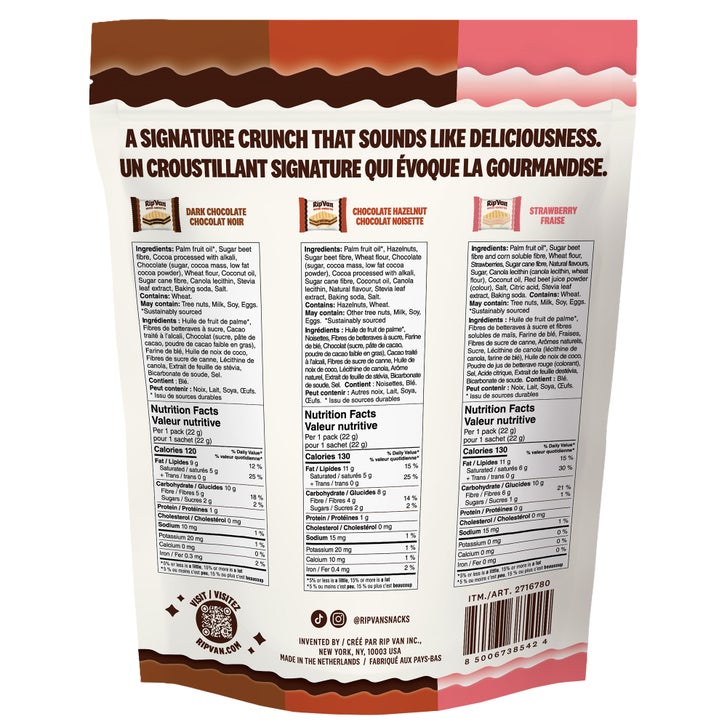 RipVan Wafer Cookie Variety Pack, 24 × 22 g