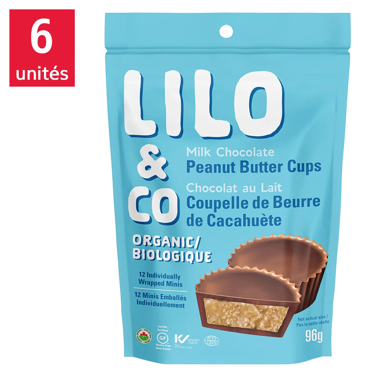 Lilo & Co Peanut Butter Cups, 6 × 96 g, Milk Chocolate
