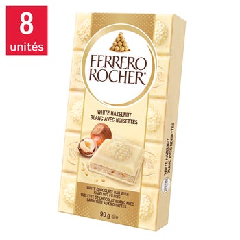 Ferrero Rocher White Chocolate Bars With Hazelnut Filling, 8 × 90 g