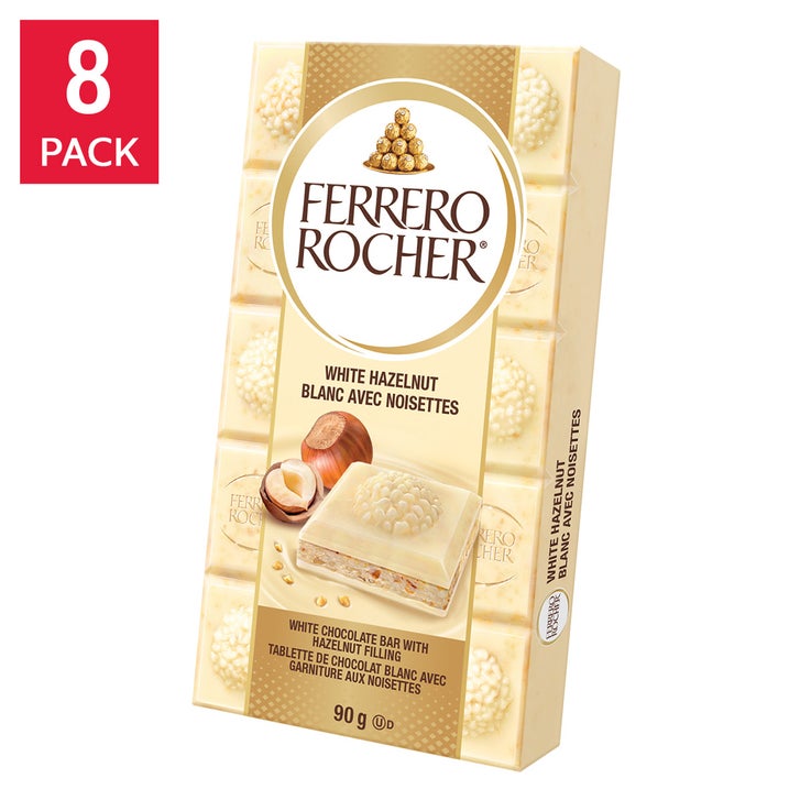 Ferrero Rocher White Chocolate Bars With Hazelnut Filling, 8 × 90 g